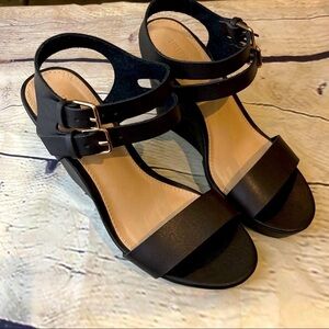 Forever 21  double strap and buckle wedge sandals